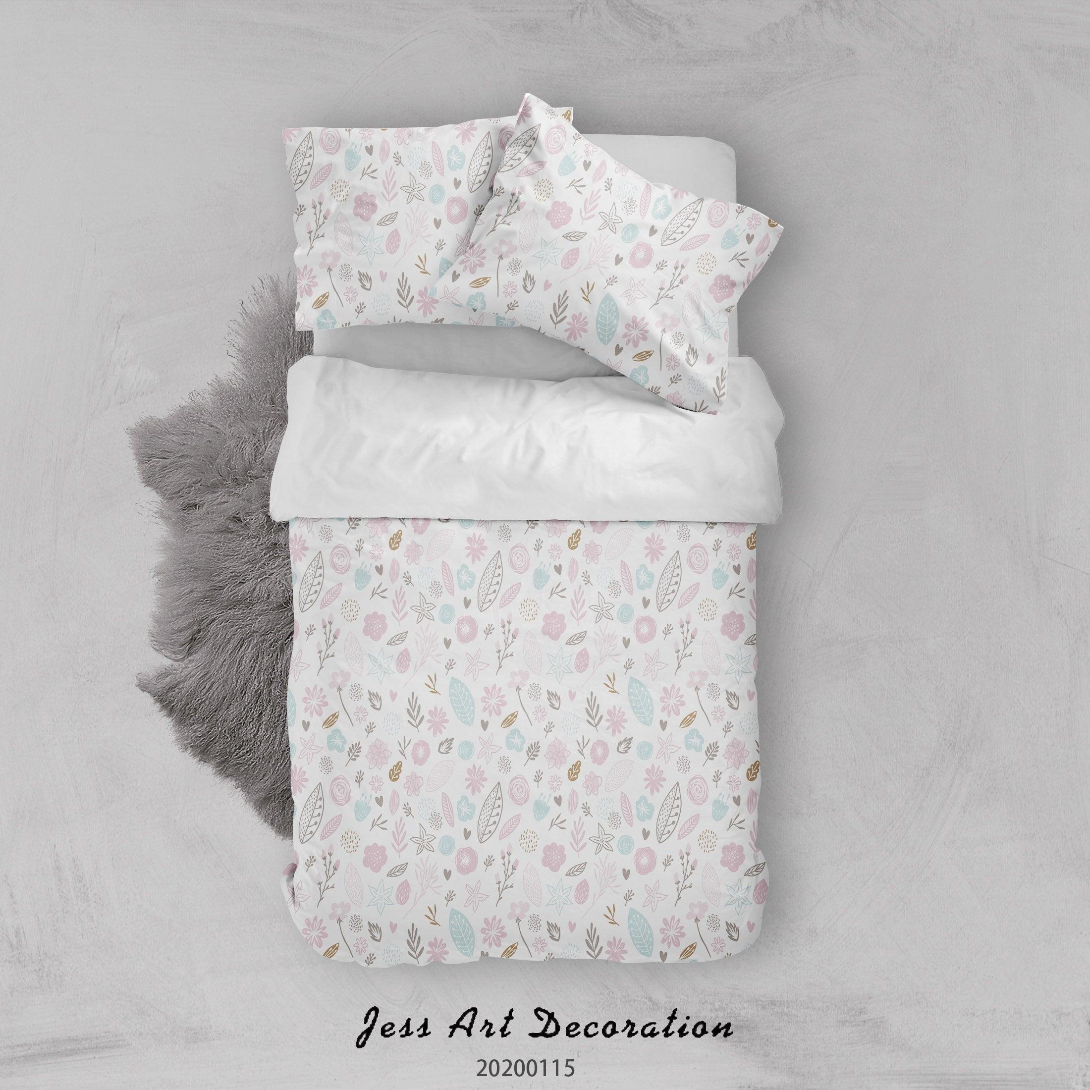 3D Cartoon Leaves Flowers Pattern Quilt Cover Set Bedding Set Duvet Cover Pillowcases WJ 9641- Jess Art Decoration