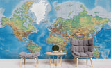 3D Blue World Map Wall Mural Wallpaper 02- Jess Art Decoration