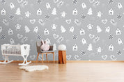 3D Gray Cartoon Kid Wall Mural Wallpaper SF38- Jess Art Decoration