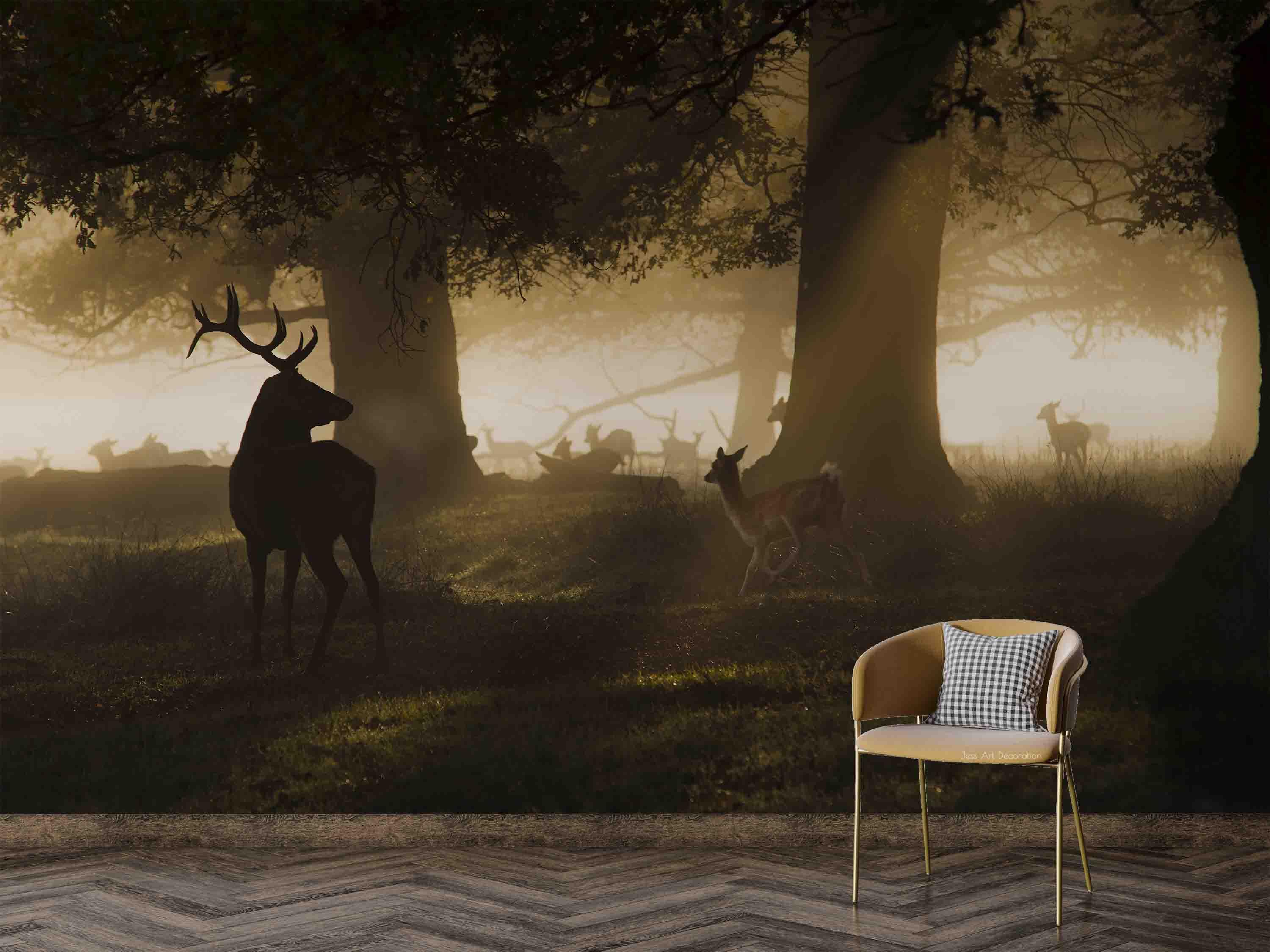 3D Plant Forest Animal Elk Sunshine Landscape Wall Mural Wallpaper LLL 1900- Jess Art Decoration