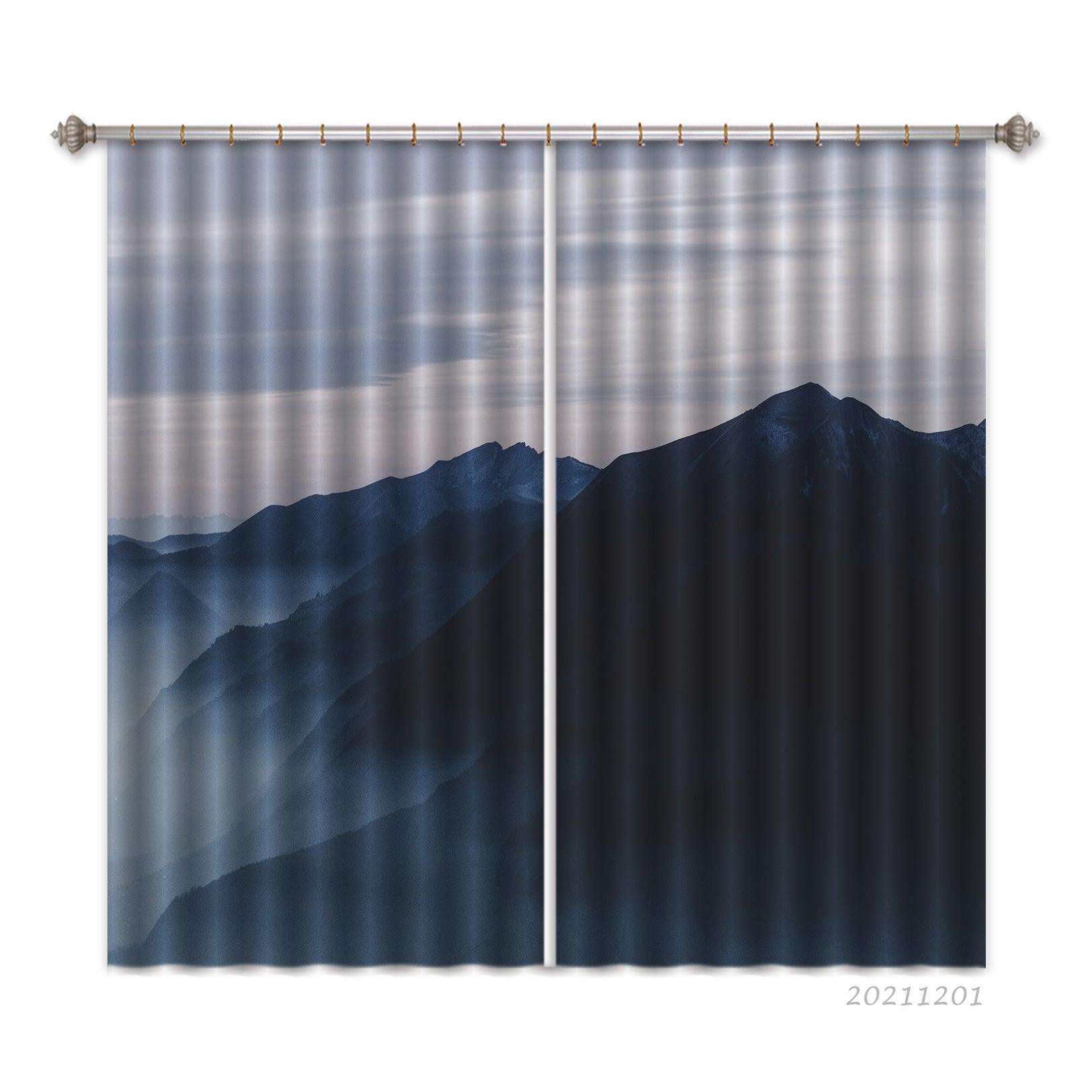3D Mountain Sky Blue Landscape Curtains and Drapes LLL 229- Jess Art Decoration