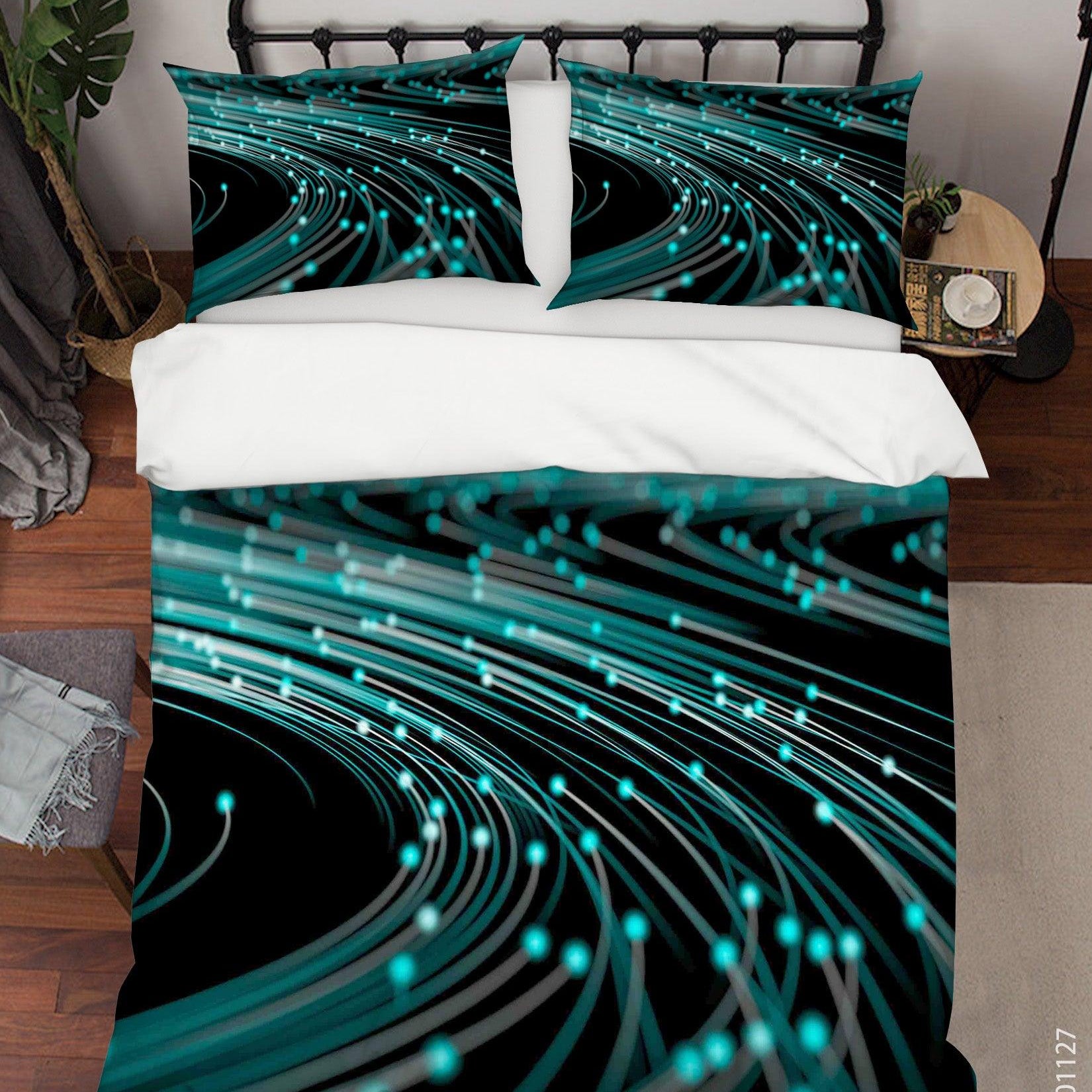 3D Abstract Digital Green Light Quilt Cover Set Bedding Set Duvet Cover Pillowcases LXL- Jess Art Decoration