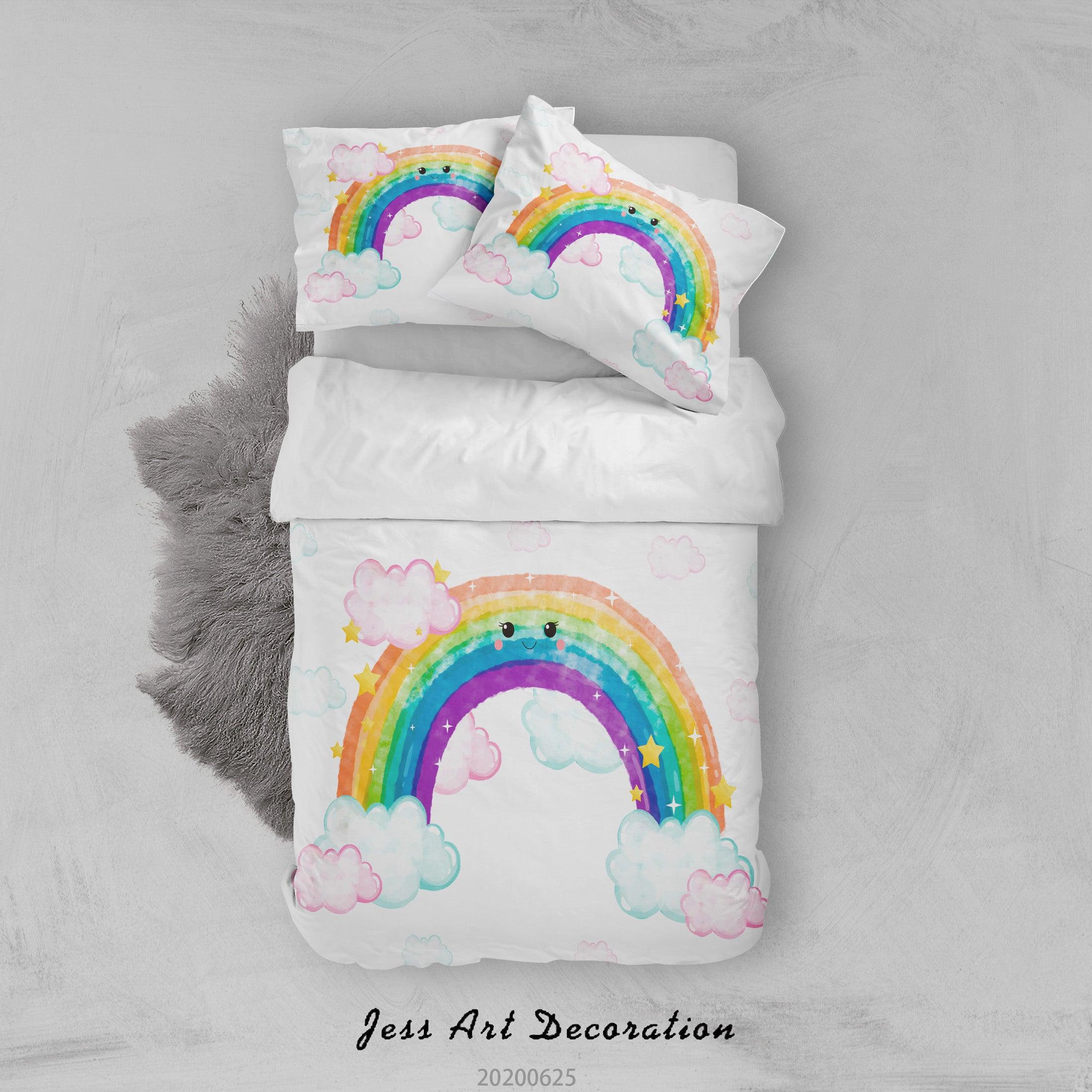 3D White Rainbow Quilt Cover Set Bedding Set Duvet Cover Pillowcases SF83- Jess Art Decoration