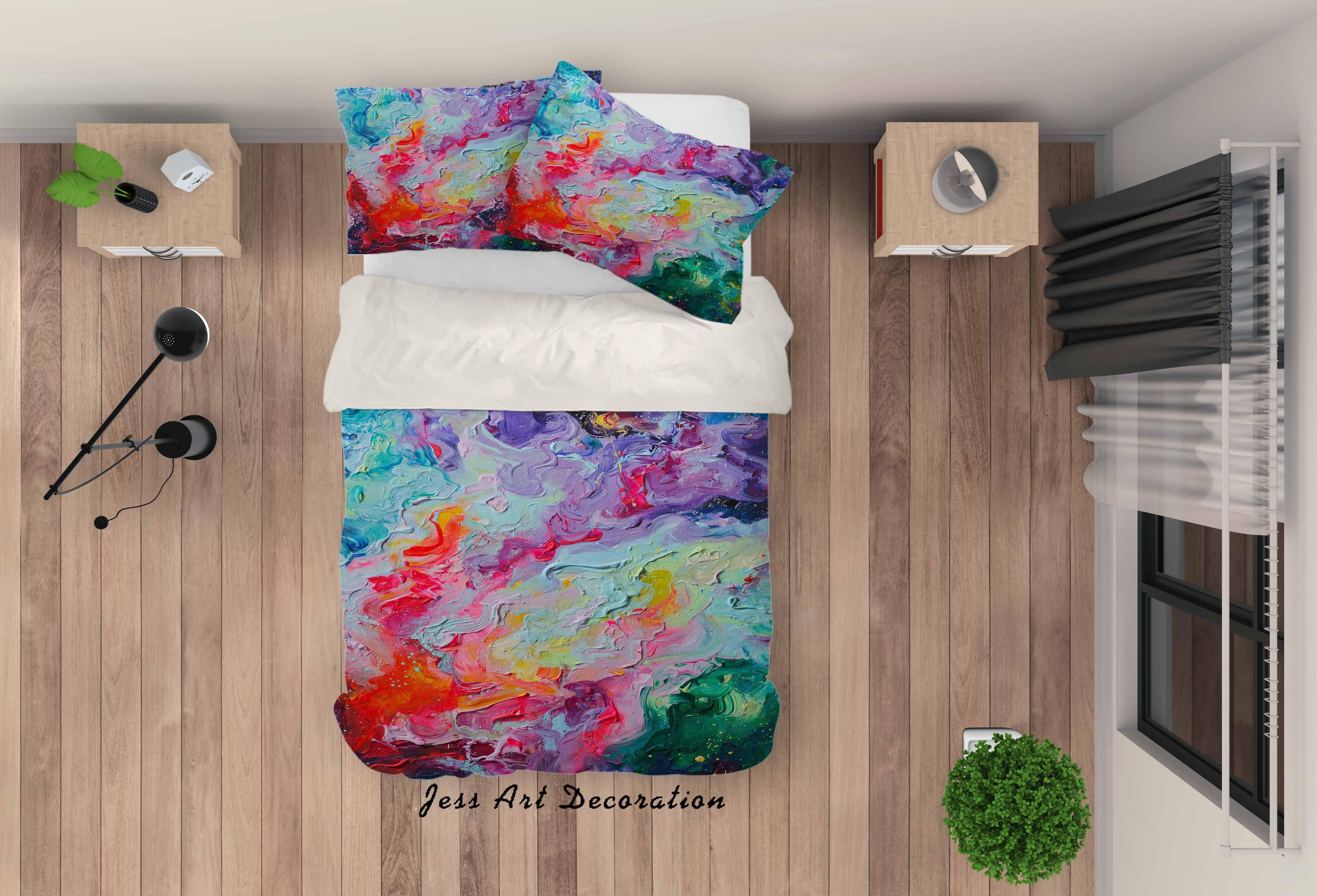 3D Abstract Colourful Oil Painting Quilt Cover Set Bedding Set Pillowcasesn 46- Jess Art Decoration