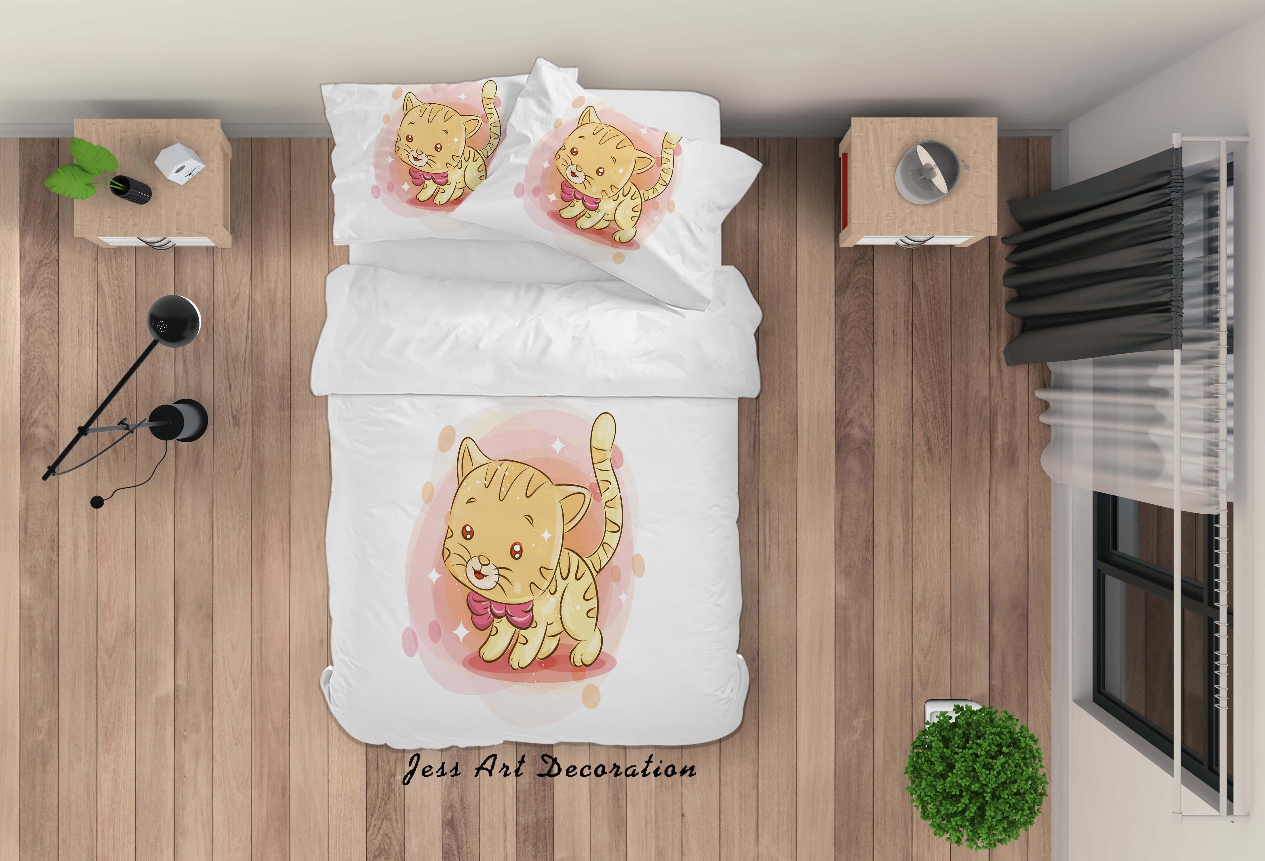 3D White Cat Kitty Quilt Cover Set Bedding Set Duvet Cover Pillowcases SF58- Jess Art Decoration