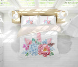 3D Unicorn Flower Quilt Cover Set Bedding Set Pillowcases 80- Jess Art Decoration