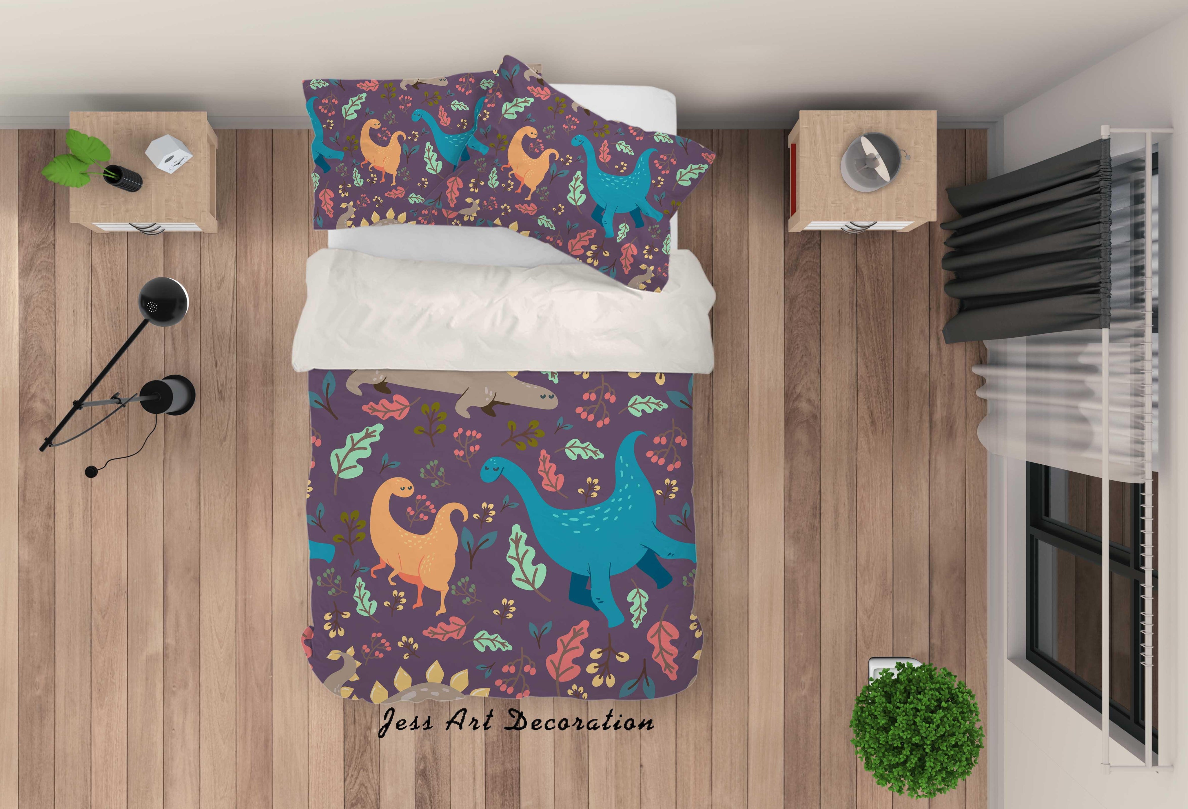 3D Cartoon Dinosaur Quilt Cover Set Bedding Set Pillowcases 72- Jess Art Decoration