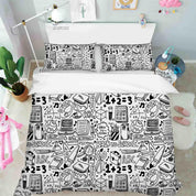 3D Abstract School Supplies Graffiti Quilt Cover Set Bedding Set Duvet Cover Pillowcases 64- Jess Art Decoration