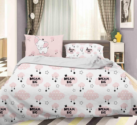 3D Pink Elephant Clouds Star Quilt Cover Set Bedding Set Pillowcases 84- Jess Art Decoration