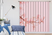 3D Spring Bloom Flower Branch Pink Curtains and Drapes GD 3863- Jess Art Decoration