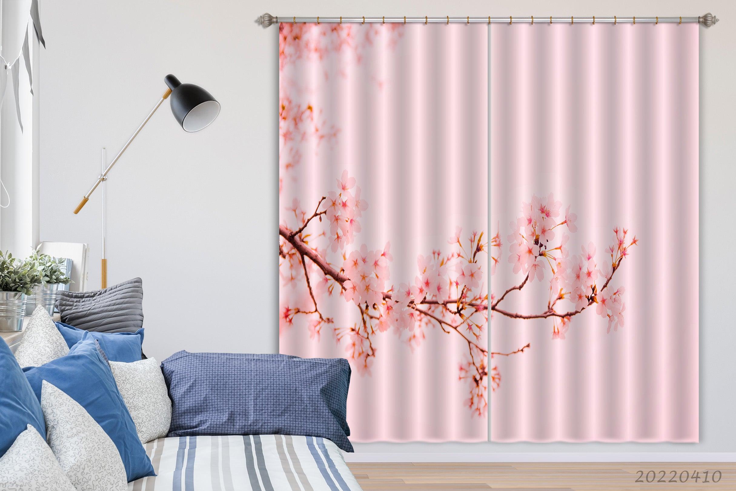 3D Spring Bloom Flower Branch Pink Curtains and Drapes GD 3863- Jess Art Decoration