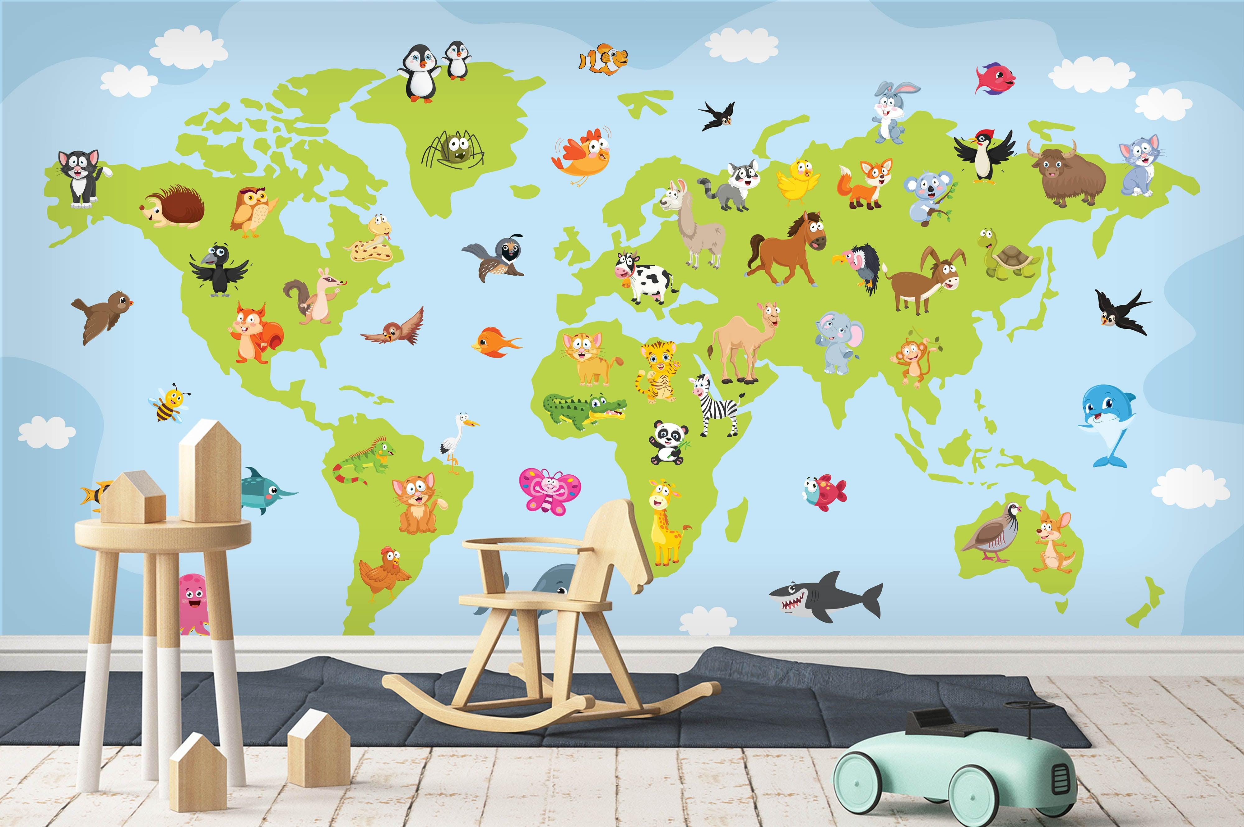 3D Green World Map Wall Mural Wallpaper 63- Jess Art Decoration