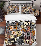 3D Abstract Animal Cat Graffiti Quilt Cover Set Bedding Set Duvet Cover Pillowcases 46- Jess Art Decoration