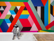 3D  Abstract Art Geometry Bright Color Wall Mural Wallpaper SWW1759- Jess Art Decoration