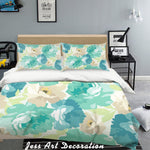 3D Green Flowers Quilt Cover Set Bedding Set Pillowcases  113- Jess Art Decoration