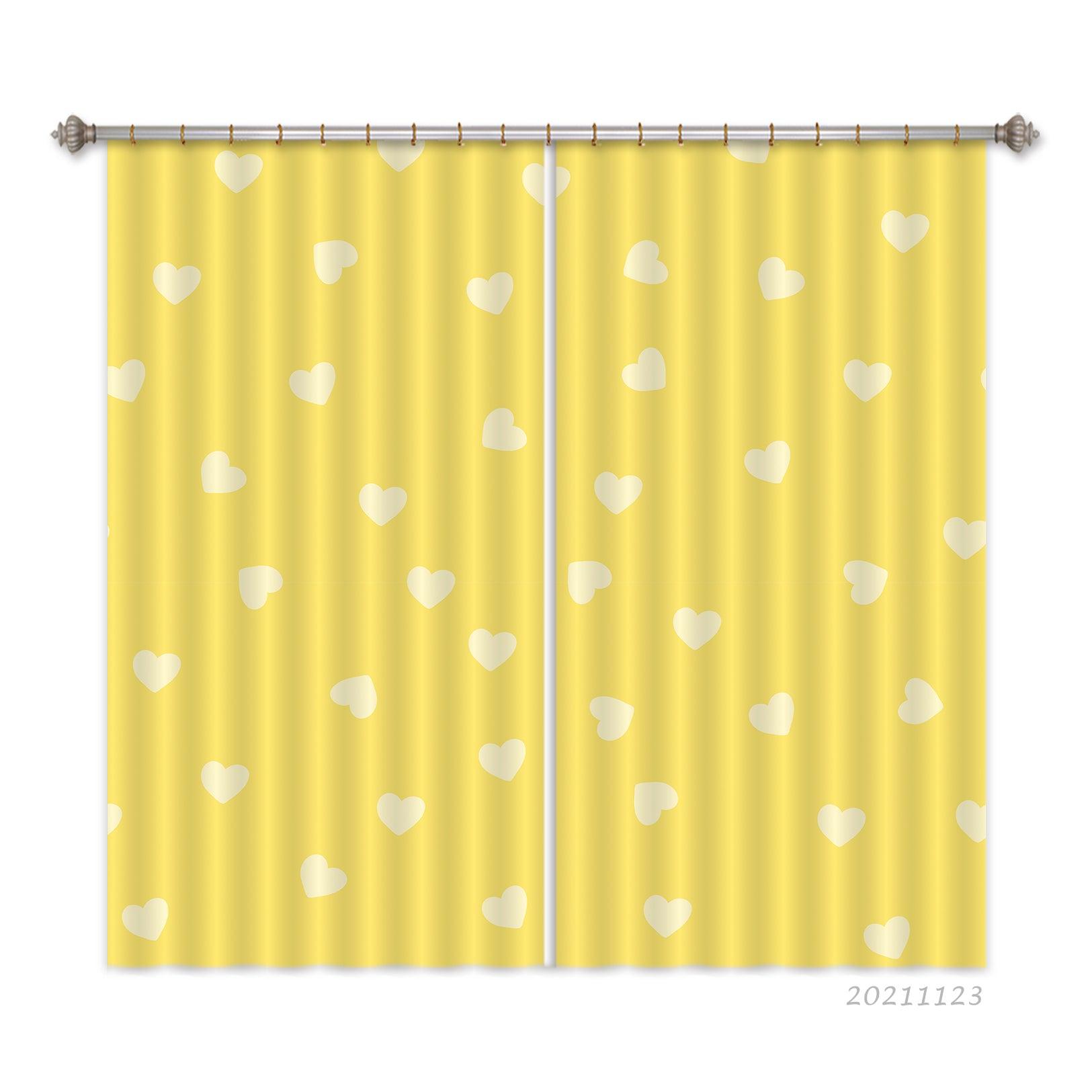 3D Yellow Heart Pattern Curtains and Drapes LQH 74- Jess Art Decoration