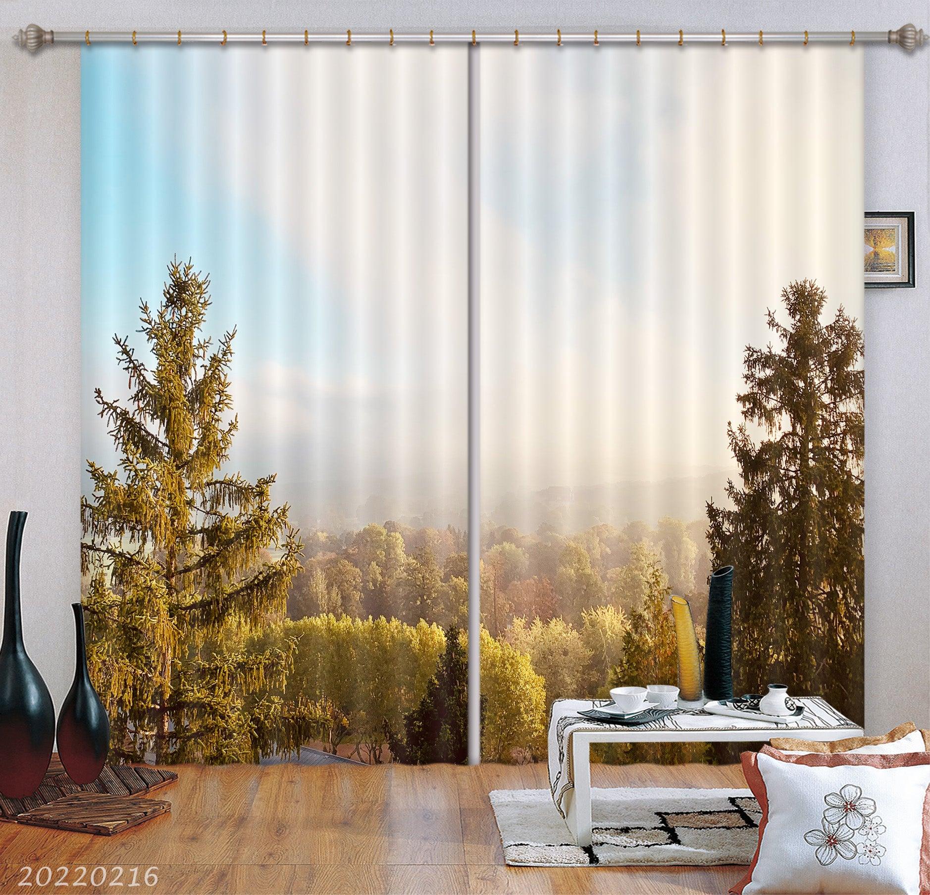 3D Woods Metasequoia White Mist Curtains and Drapes GD 2047- Jess Art Decoration