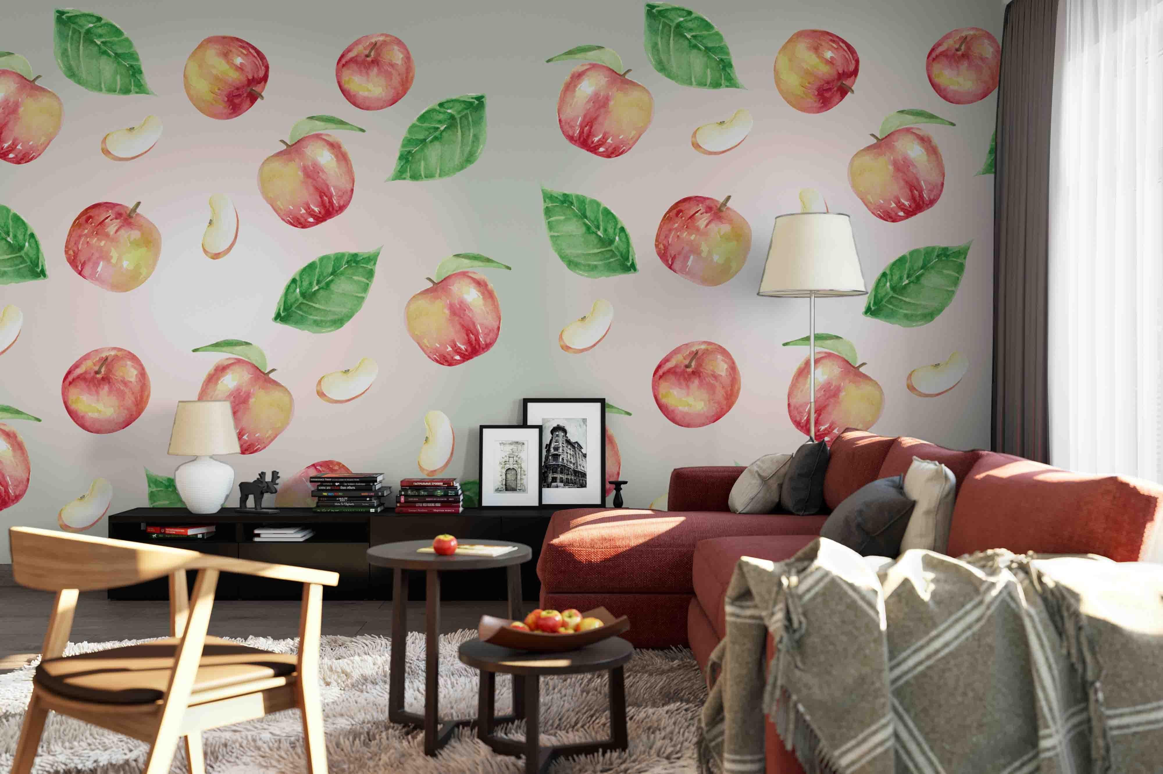 3D apple leaves wall mural wallpaper 22- Jess Art Decoration
