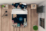 3D Cartoon Night House Quilt Cover Set Bedding Set Pillowcases 205- Jess Art Decoration