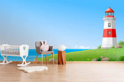 3D Blue Beach Lighthouse Wall Mural Wallpaper 05- Jess Art Decoration
