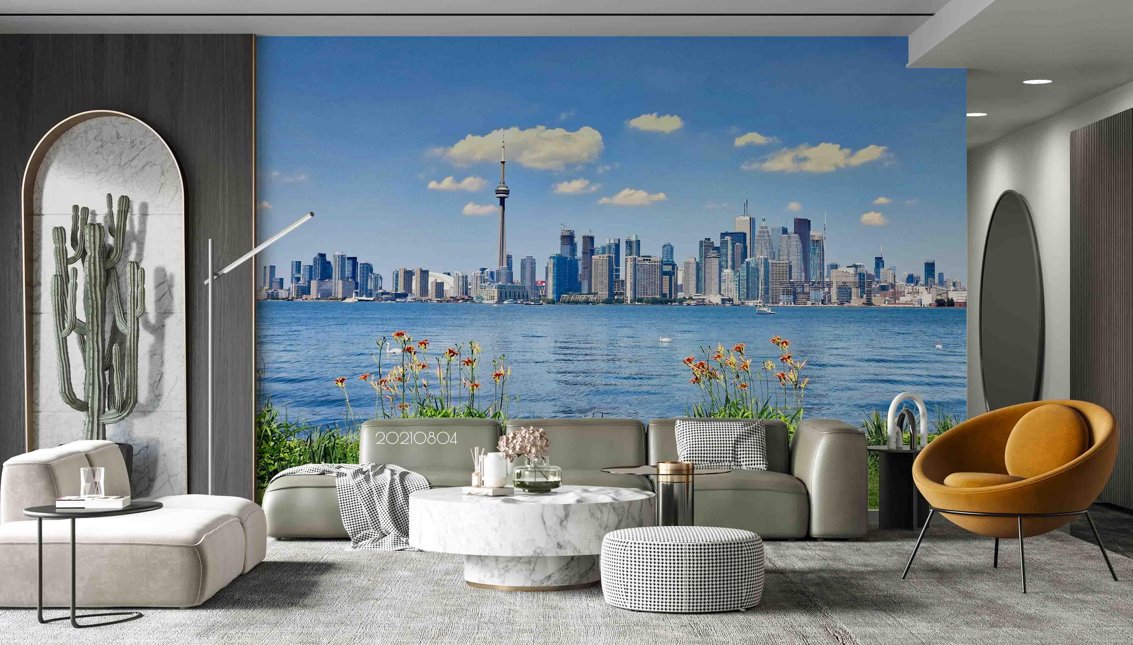 3D City Landmark Building River Wall Mural Wallpaper 5032- Jess Art Decoration