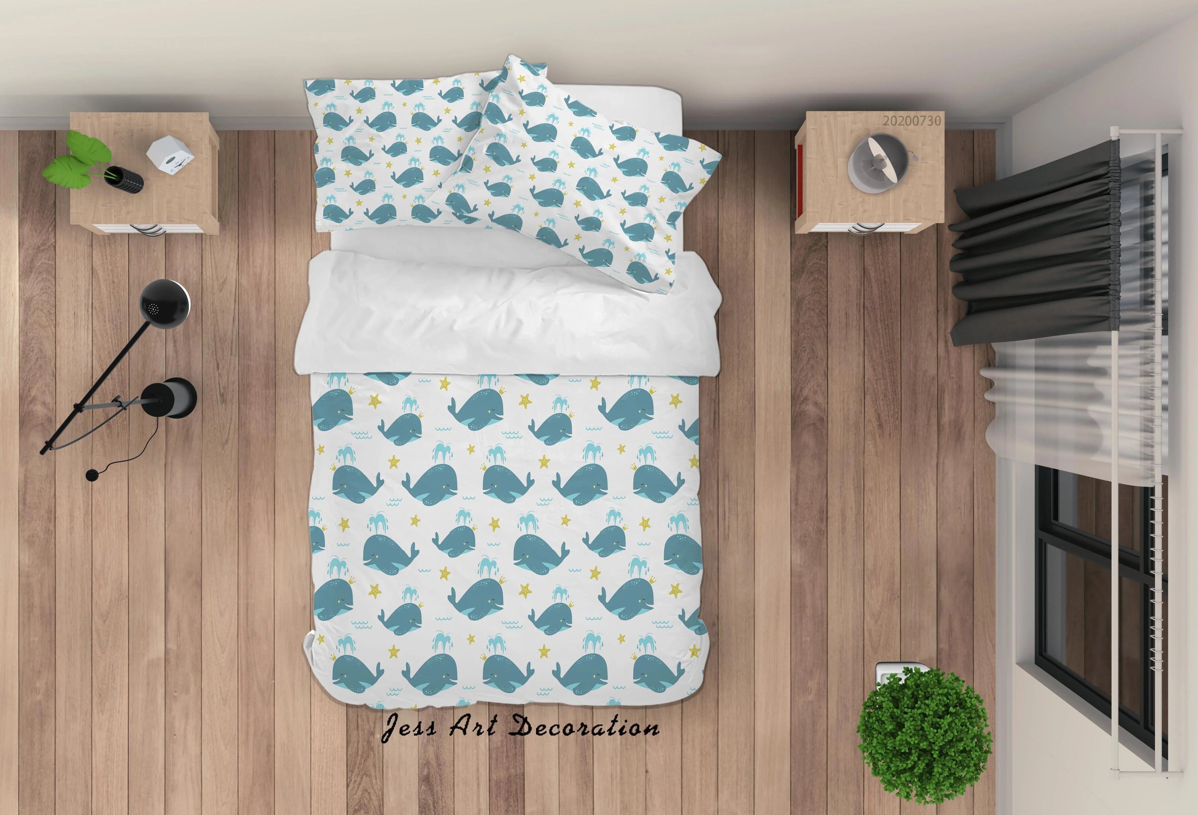 3D Cartoon Blue Star Elephant Quilt Cover Set Bedding Set Duvet Cover Pillowcases LXL 26- Jess Art Decoration