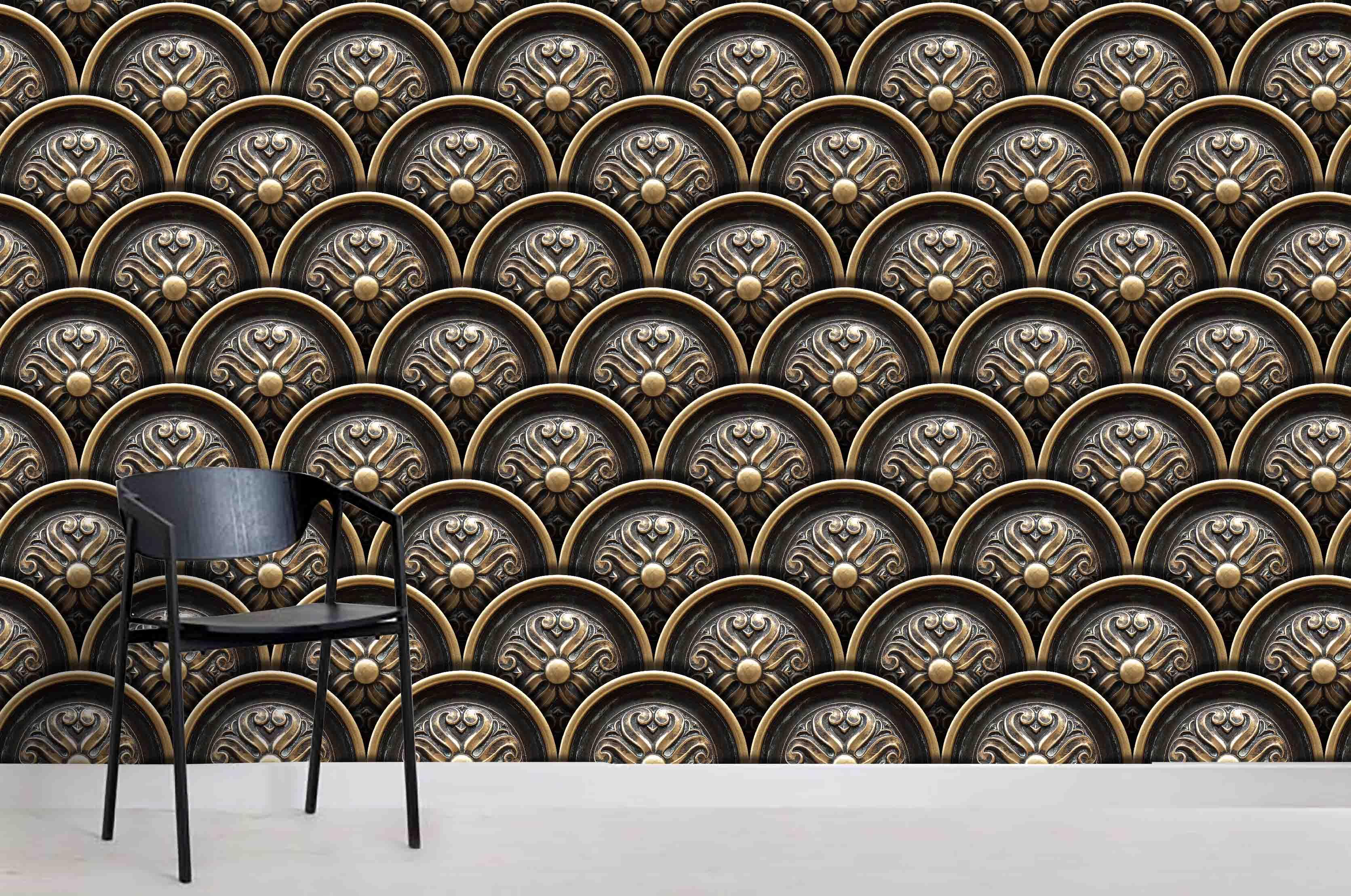 3D Metallic Pattern Effect Wall Mural Wallpaper   6- Jess Art Decoration