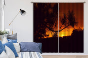 3D Pine Branch Sunset Red Sky Curtains and Drapes GD 681- Jess Art Decoration