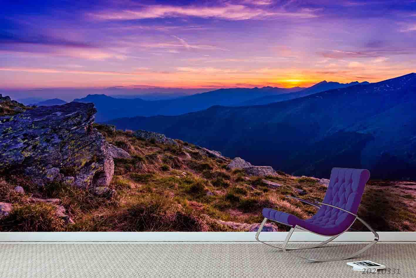 3D Sunset Sky Mountain Landscape Wall Mural Wallpaper LQH 371- Jess Art Decoration