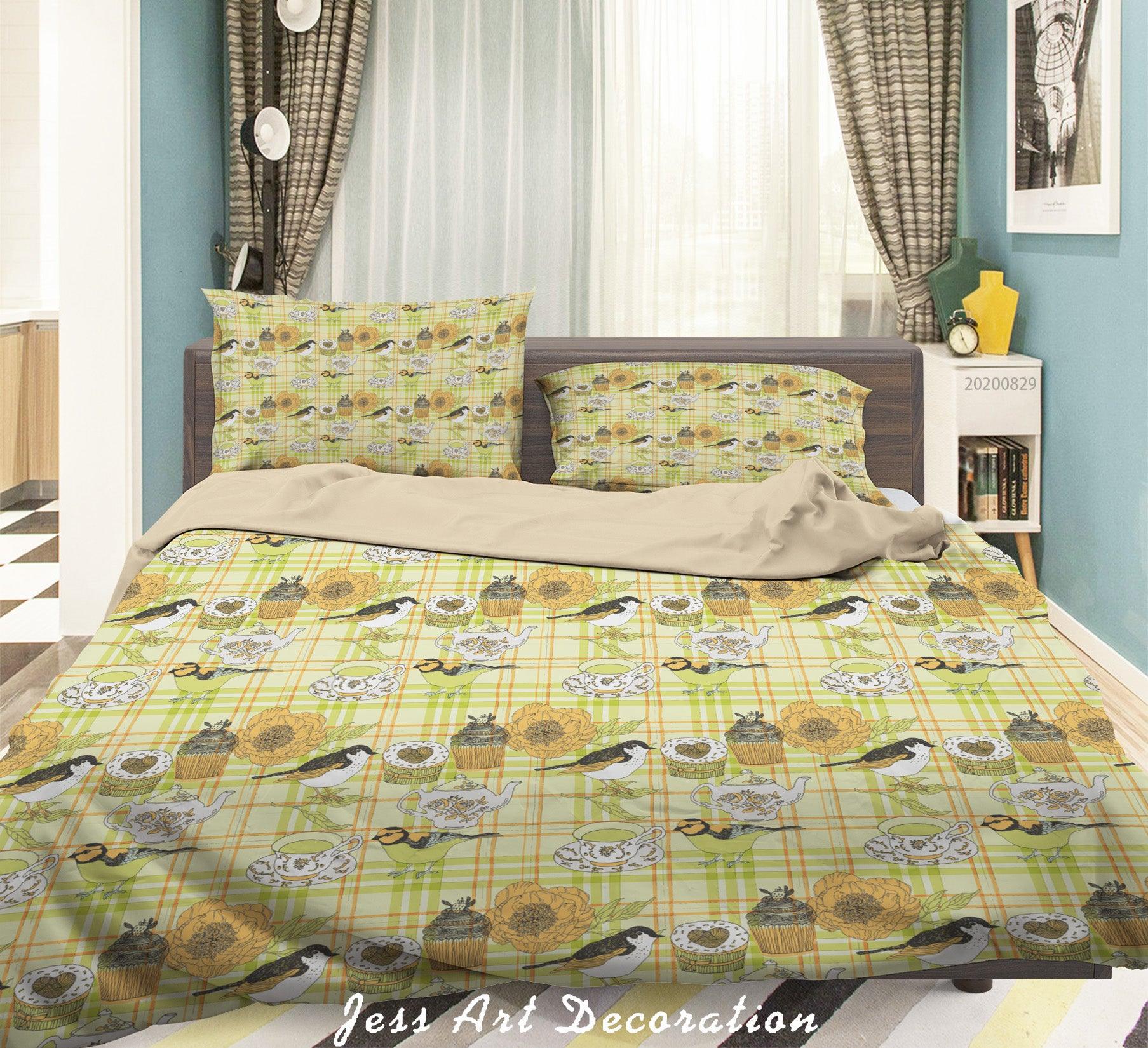 3D Abstract Hand Draw Cartoon Floral Pattern Quilt Cover Set Bedding Set Duvet Cover Pillowcases WJ 3542- Jess Art Decoration