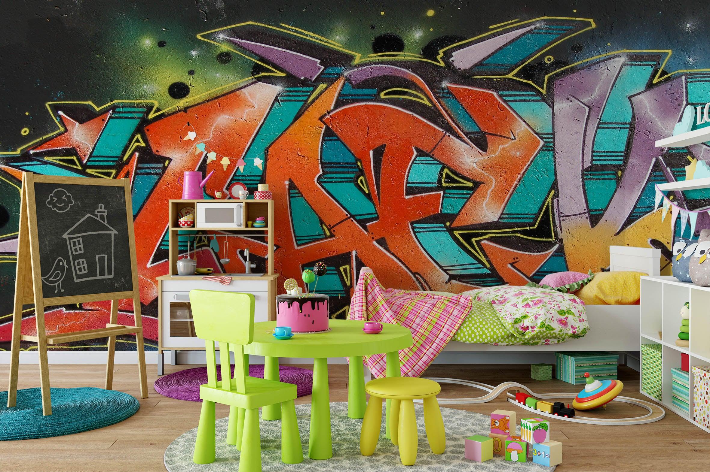3D Abstract Colorful Graffiti Wall Mural Wallpaper 116- Jess Art Decoration