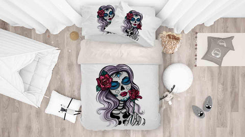3D Woman Skeleton Quilt Cover Set Bedding Set Pillowcases 31- Jess Art Decoration