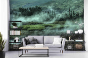 3D Green Hill Forest Grass Fog Wall Mural Wallpaper SF66- Jess Art Decoration