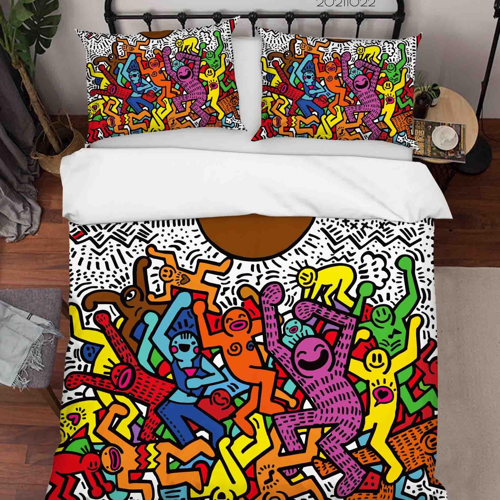 3D Abstract Colorful Funny Illustration Graffiti Quilt Cover Set Bedding Set Duvet Cover Pillowcases 31- Jess Art Decoration