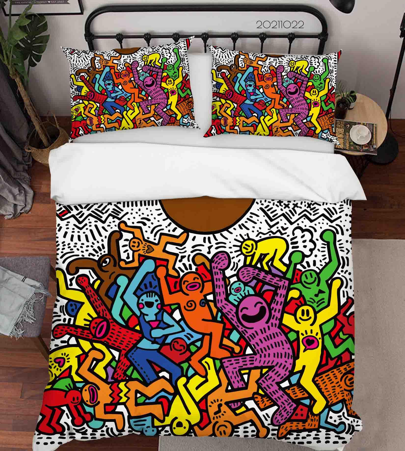 3D Abstract Colorful Funny Illustration Graffiti Quilt Cover Set Bedding Set Duvet Cover Pillowcases 31- Jess Art Decoration