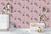 3D Cartoon Pink Mermaid Wall Mural Wallpaper LQH 242- Jess Art Decoration