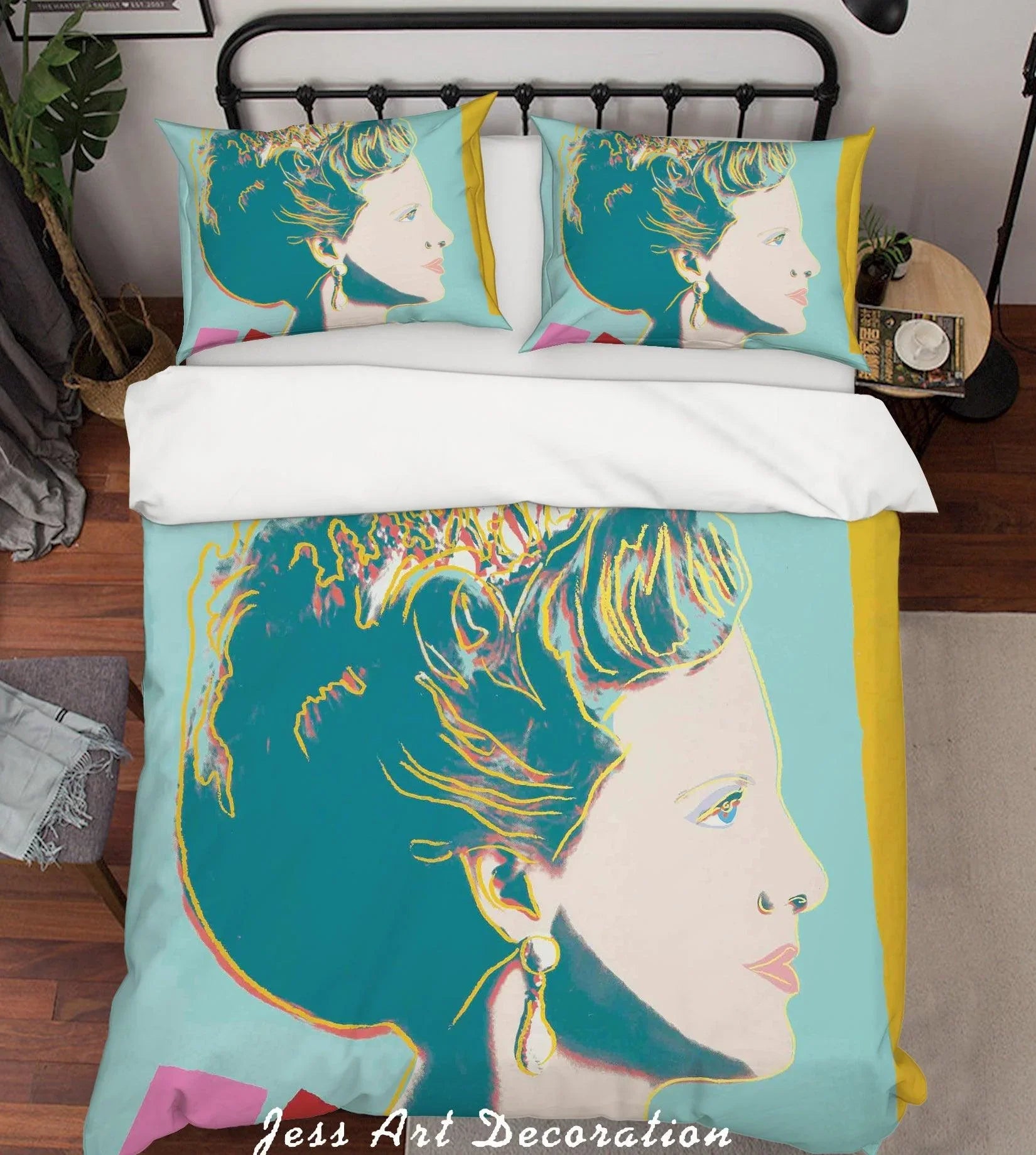 3D Andy Warhol Colorized Graceful Lady Green Quilt Cover Set Bedding Set Duvet Cover Pillowcases  ZY D20- Jess Art Decoration