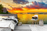 3D Sea Sunset Boat Wall Mural Wallpaper 99- Jess Art Decoration