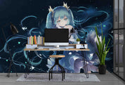 3D Telescope Anime Girl fantasy anime girl telescope mural wall mural wallpaper for teen room - view 2