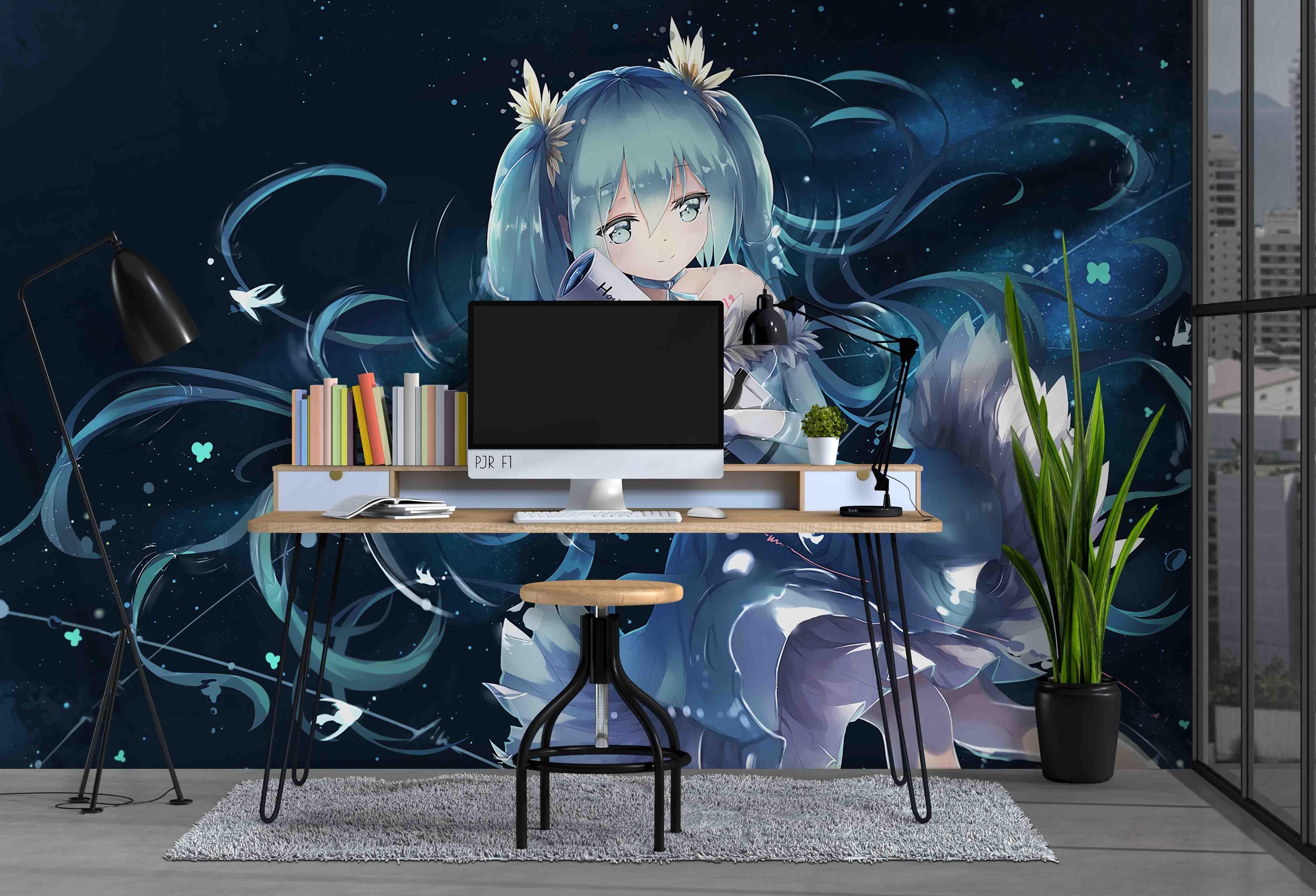 3D Telescope Anime Girl fantasy anime girl telescope mural wall mural wallpaper for teen room - view 2