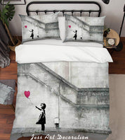 3D Banksy Alone Girl Red Balloon Quilt Cover Set Bedding Set Duvet Cover Pillowcases  ZY D75- Jess Art Decoration