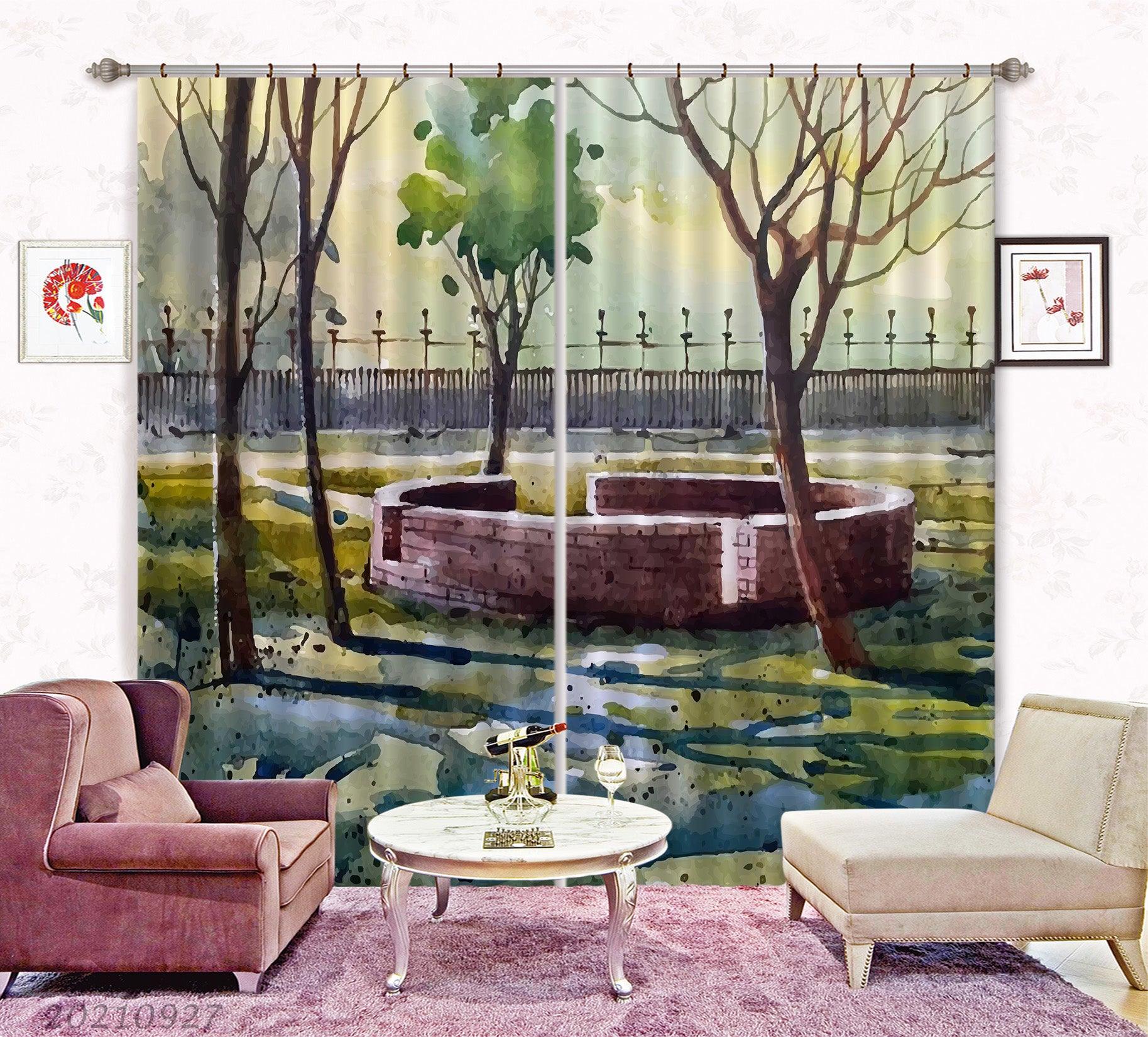 3D Landscape Oil Painting Curtains and Drapes LQH 125- Jess Art Decoration