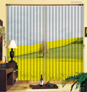 3D Yellow Rape Flower Field Tree Green Meadow Curtains and Drapes GD 1485- Jess Art Decoration