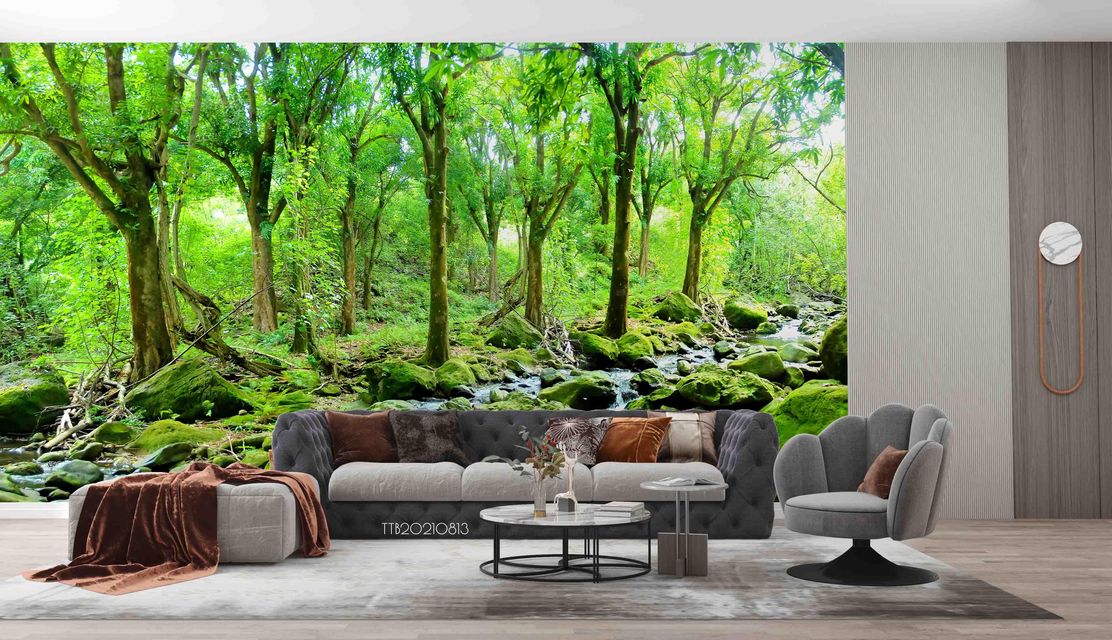 3D Summer Forest Stream Wall Mural Wallpaper SWW5144- Jess Art Decoration
