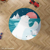 3D Cartoon Animal Polar Bear Kids Non-Slip Round Rug Mat 31- Jess Art Decoration