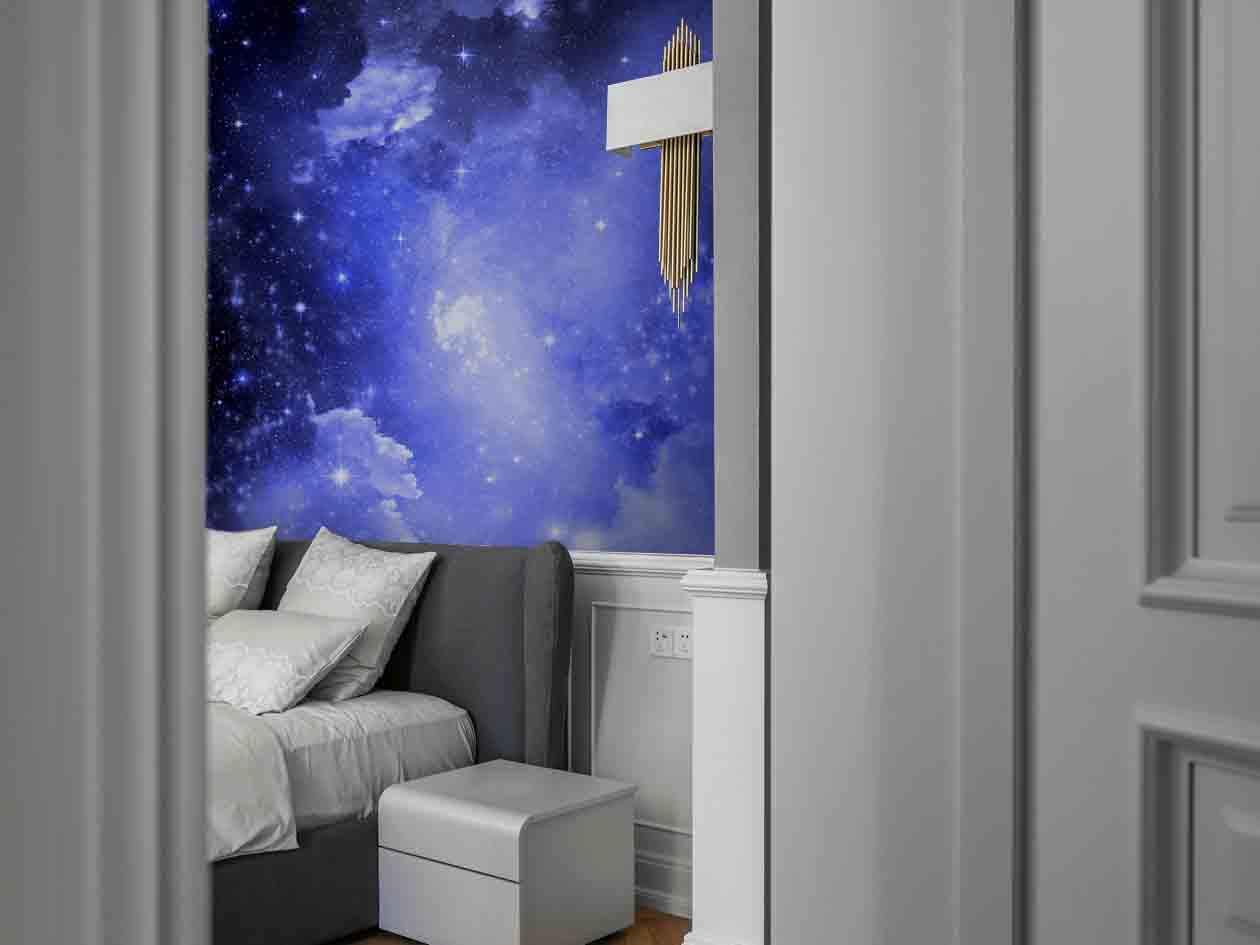 3D Blue Universe Nebula Star Sky Wall Mural Wallpaper 06- Jess Art Decoration