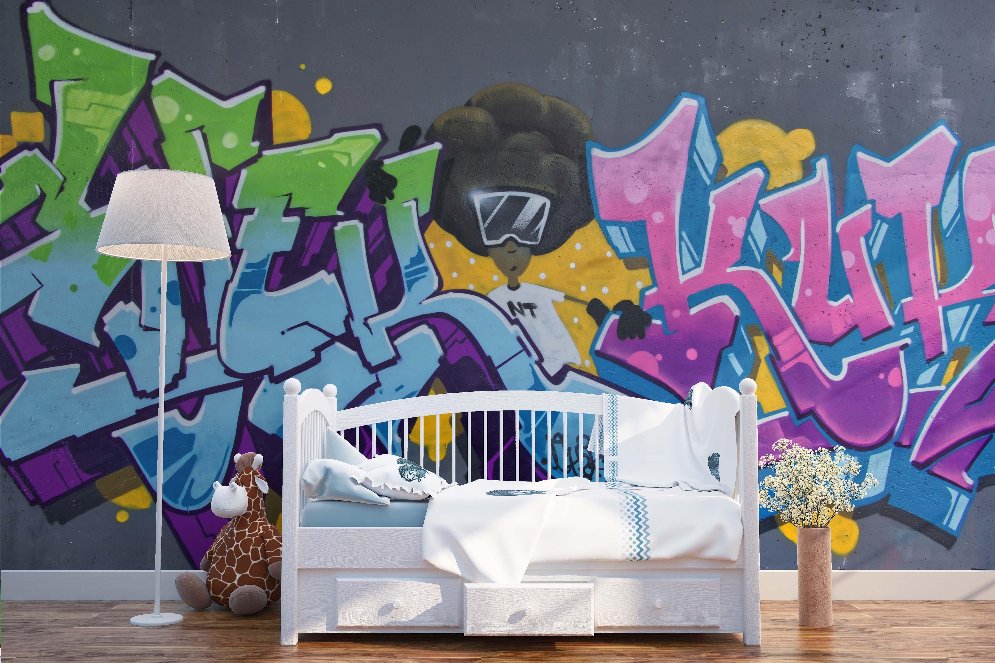 3D Abstract Colorful Symbol Graffiti Wall Mural Wallpaper 204- Jess Art Decoration