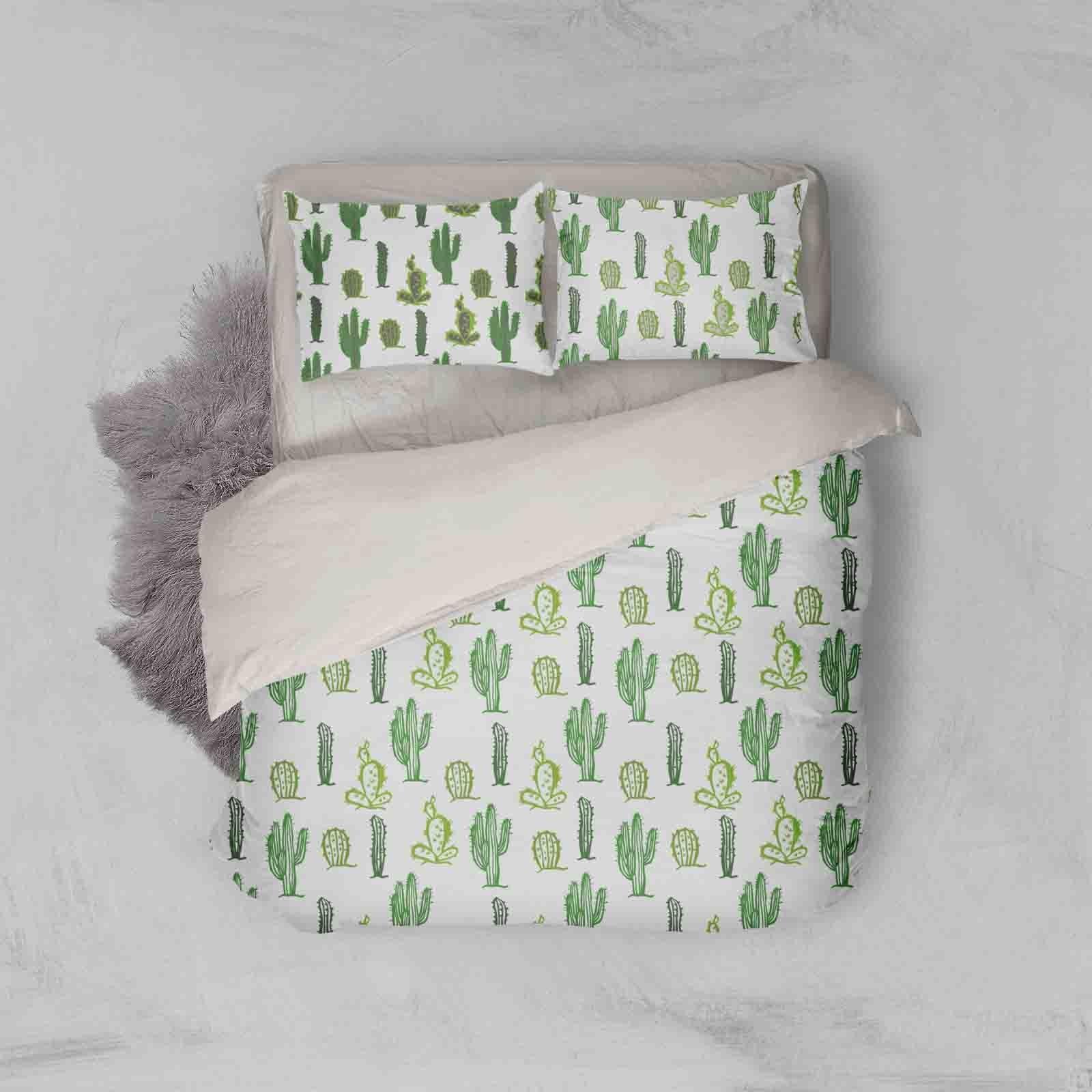 3D Hand Drawn Green Cactus Plant Pattern Quilt Cover Set Bedding Set Duvet Cover Pillowcases LXL- Jess Art Decoration