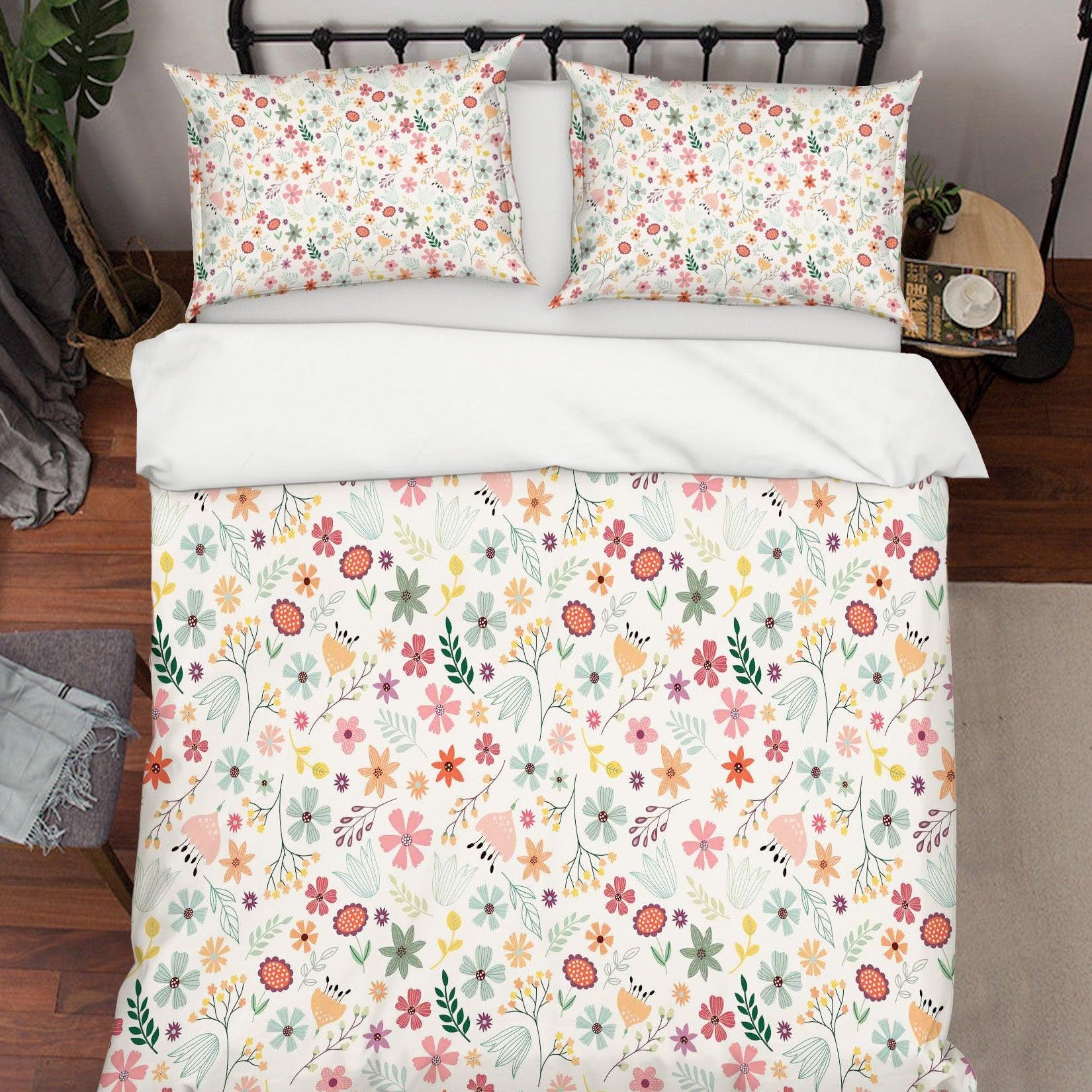 3D Watercolor Floral Quilt Cover Set Bedding Set Pillowcases 90- Jess Art Decoration