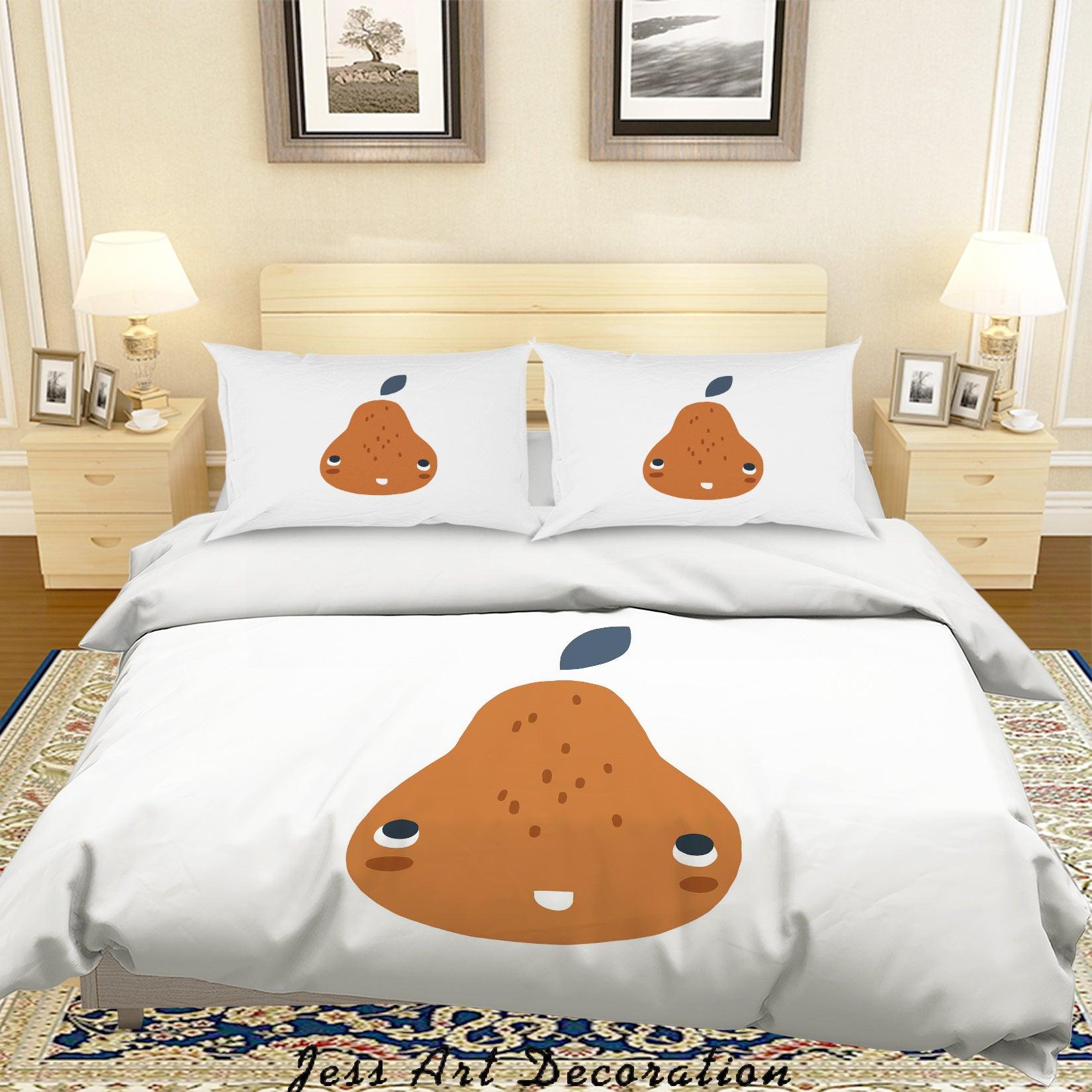 3D White Pear Quilt Cover Set Bedding Set Duvet Cover Pillowcases SF73- Jess Art Decoration